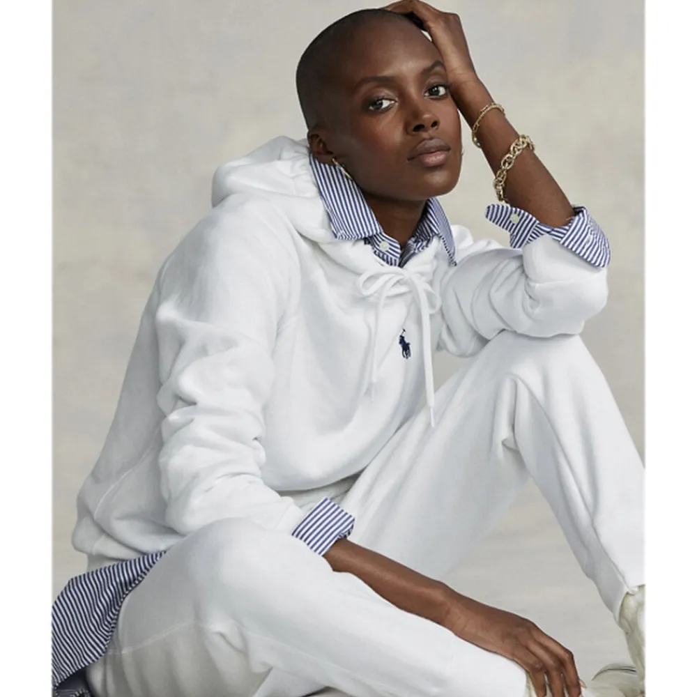 Polo Ralph Lauren Fleece Pullover Hoodie Hvid Sale