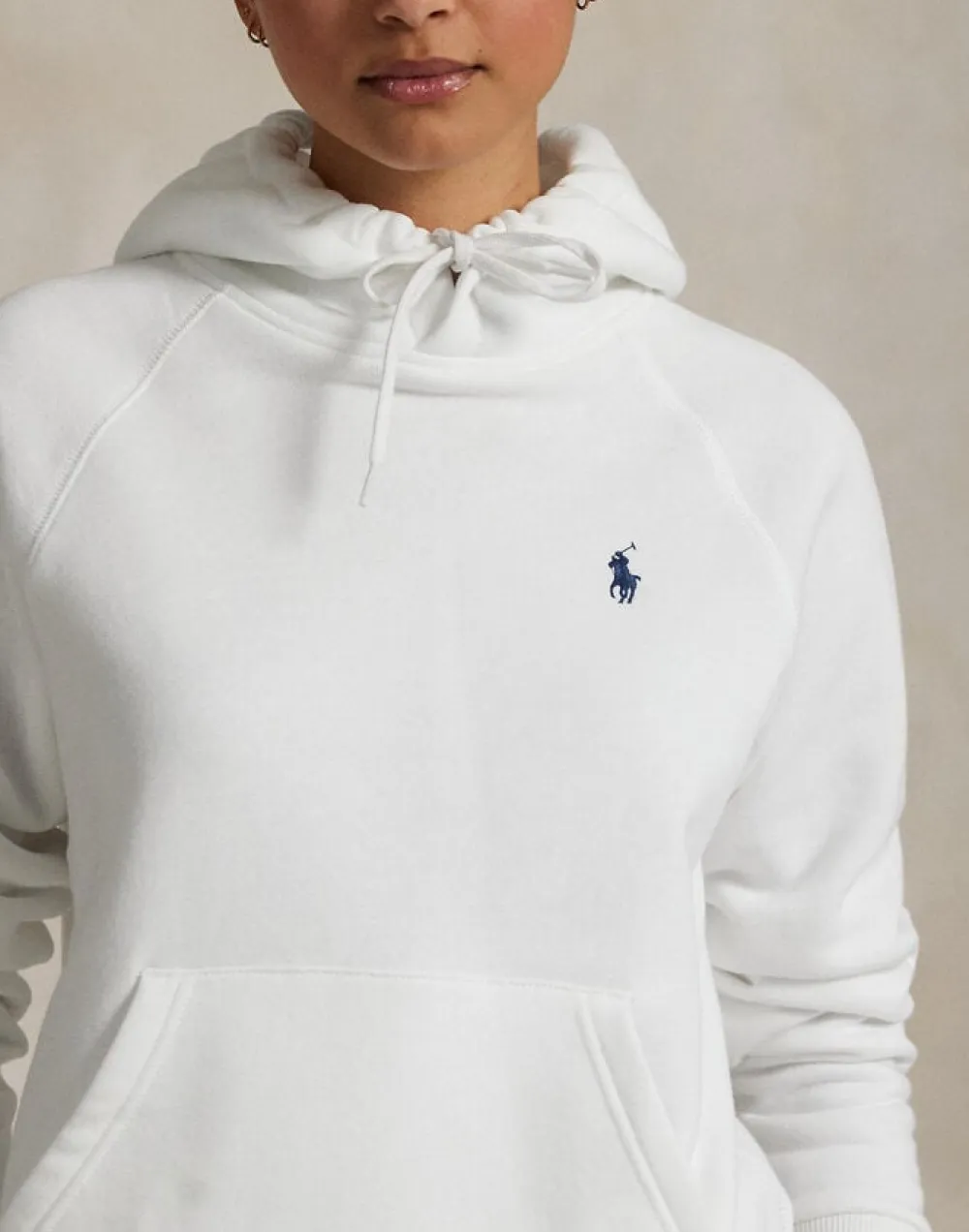 Polo Ralph Lauren Fleece Pullover Hoodie Hvid Sale