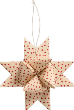 Flettet stjerne t/ophæng lille m/røde hjerter>Ib Laursen Online