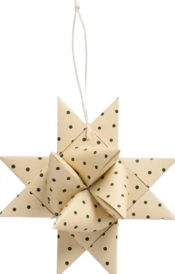 Flettet stjerne t/ophæng lille m/grønne prikker>Ib Laursen Discount