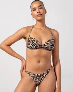 Understatement Flipped Triangle Bikini Top Leopard Sale