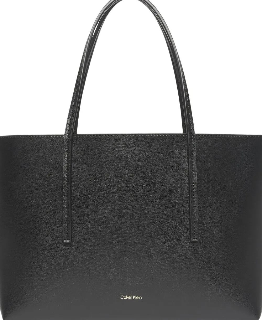 Calvin Klein FOIL LOGO SMALL TOTE Black/toasted coconut Sale