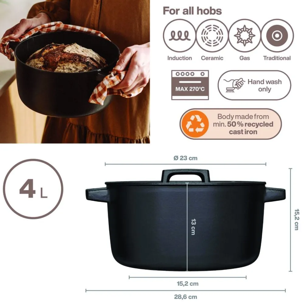 Fiskars Folken Gryde emaljeret Støbejern 4L