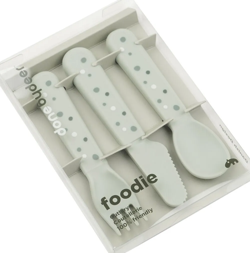 Børn Done by Deer Foodie bestiksæt Happy dots Grøn