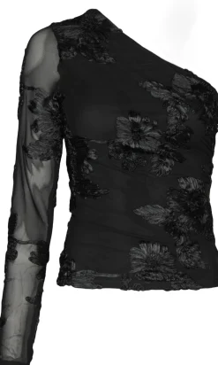Neo Noir Friana Big Flower Mesh Blouse Black Best
