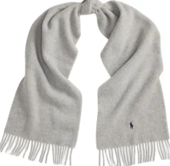 Polo Ralph Lauren Fringe-Trim Wool Scarf Grey Sale