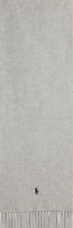Polo Ralph Lauren Fringe-Trim Wool Scarf Grey Sale
