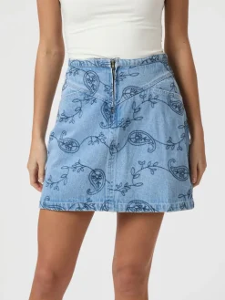 Dame Neo Noir Gabani Embroidery Denim Skirt