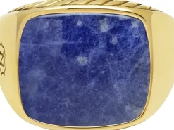 Gentlemen's Gold Signet Ring with Blue Dumortierite><noscript><img width=