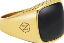 Nialaya Gentlemen's Gold Signet Ring with Black Onyx Gold / black Clearance