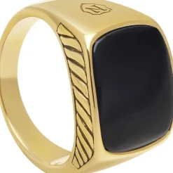 Nialaya Gentlemen's Gold Signet Ring with Black Onyx Gold / black Clearance