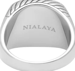 Nialaya Gentlemen's Silver Signet Ring with Blue Dumortierite