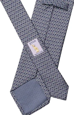 ETON Geometric Print Silk Tie Blå Clearance
