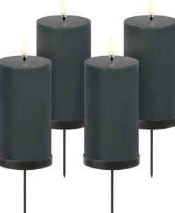 Uyuni Giftbox w. spike, remote, LED pillar candle, Pine green, Smo