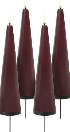 Uyuni Giftbox w. spike, remote, LED cone candle, Wine red, Smooth,