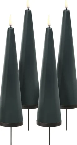 Uyuni Giftbox w. spike, remote, LED cone candle, Pine green, Smoot