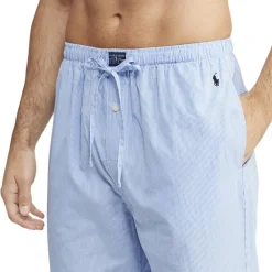 Polo Ralph Lauren Gingham Poplin Long Sleep Set Lyseblå Discount