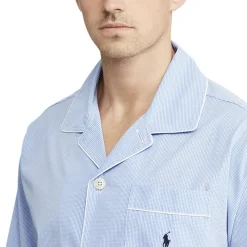 Polo Ralph Lauren Gingham Poplin Long Sleep Set Lyseblå Discount