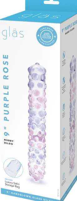 GLAS - PURPLE ROSE NUBBY DILDO><noscript><img width=