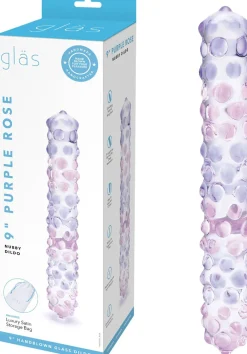 GLAS - PURPLE ROSE NUBBY DILDO><noscript><img width=