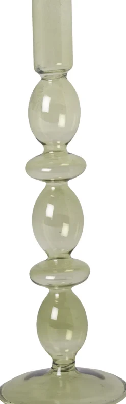 Glas lysestage, lys grøn, 25xø9 cm>AU Maison Clearance