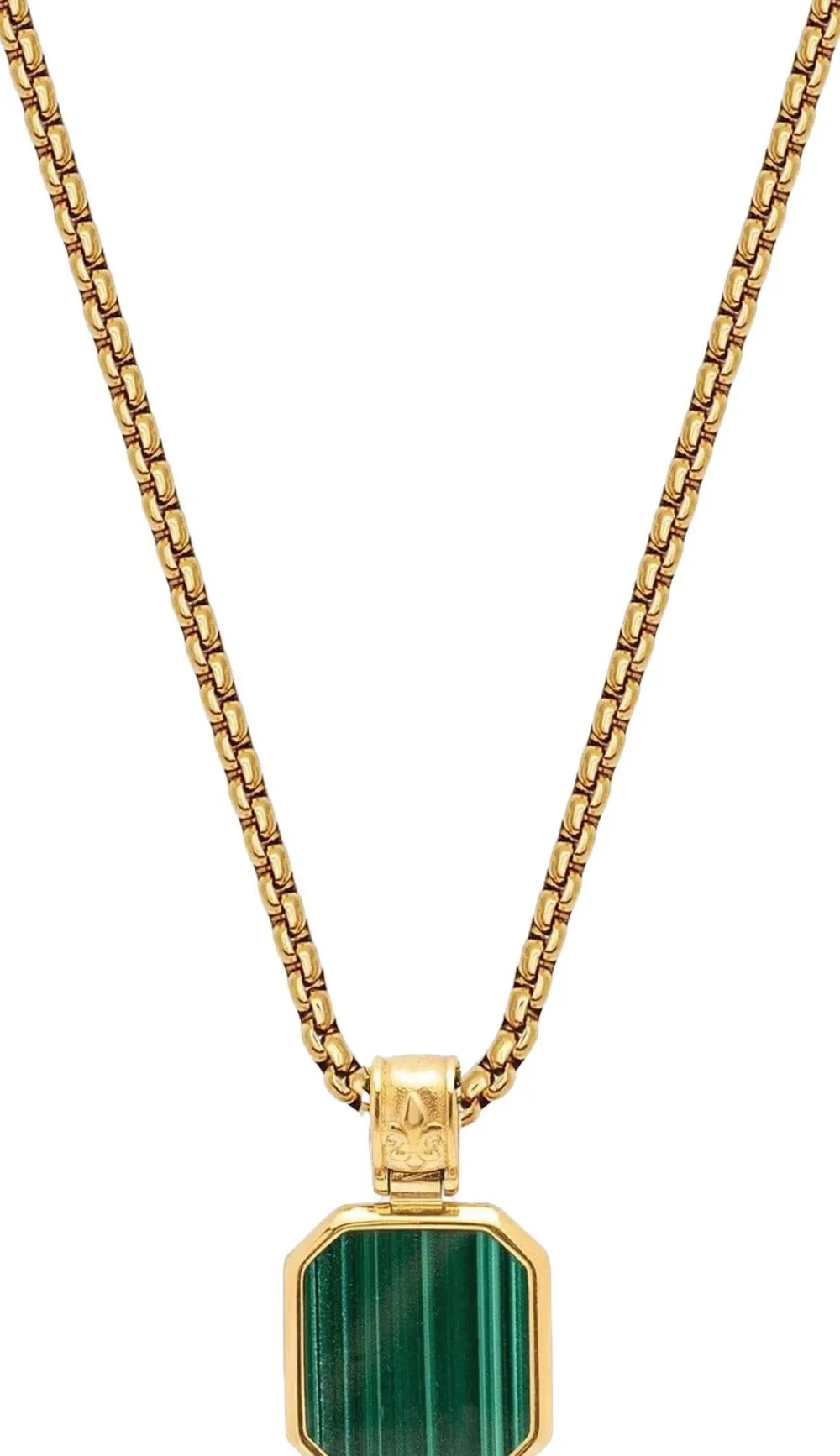 Nialaya Necklace with Square Malachite Pendant Gold Outlet