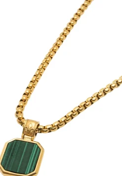 Nialaya Necklace with Square Malachite Pendant Gold Outlet