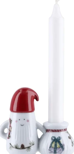 Kähler Hammershøi Christmas Nissefar lysestage H8. 5 hvid m. deko