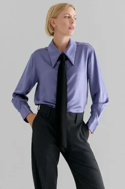 Magasin du Nord Collection Hanna x MDNC Skjorte - 100% Silke Twillight purple Outlet