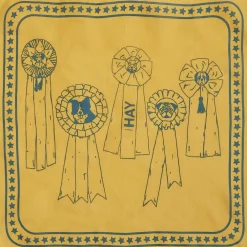 Hay Dogs Scarf-55 x 55-Ochre