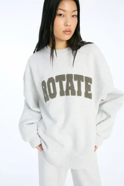 ROTATE Birger Christensen HEAVY SWEAT CREWNECK Light grey melange Online