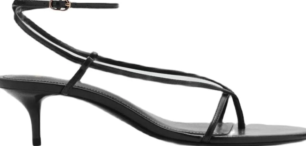 MANGO Heeled sandals with thin strap Black Hot