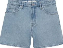 MANGO High-waisted straight denim shorts Open blue New