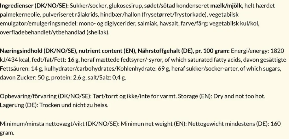 Bagsværd Lakrids Hindbær, 160 gr. Clearance