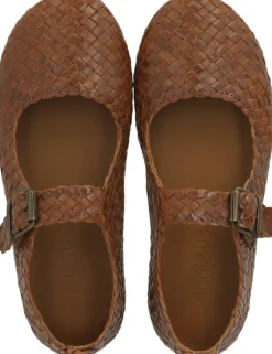 ANGULUS Håndflettet Mary Jane ballerina 3614 tan braid