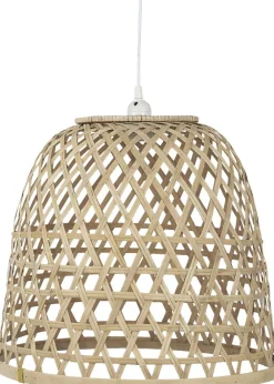 Ib Laursen Hængelampe bambus skærm hvid plastikledning Sale