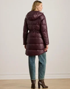Lauren Ralph Lauren Hooded Channel-Quilted Down Coat Dark garnet Clearance