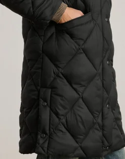 Hooded Diamond-Quilted Down Coat><noscript><img width=
