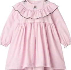 Copenhagen Colors HOUNDSTOOTH FRILL DRESS W. EMBROIDERY Syringa