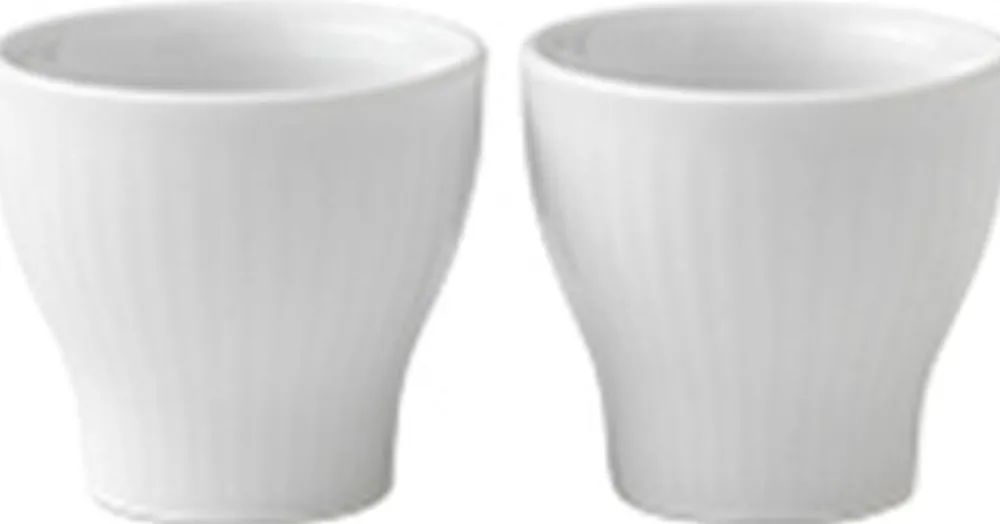 Royal Copenhagen Hvid Riflet æggebæger 2 stk.