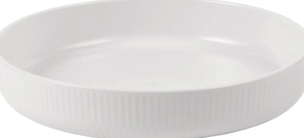 Hvid Riflet ovnfast fad rundt 27 cm.>Royal Copenhagen Clearance