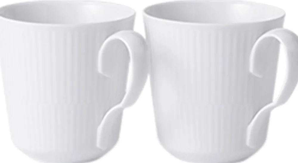 Royal Copenhagen HVID RIFLET 2-PAK KRUS, 28 CL