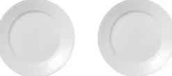 Hvid Riflet 2-pak tallerkner 22 cm>Royal Copenhagen Best