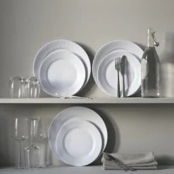 Hvid Riflet 2-pak tallerkner 22 cm><noscript><img width=