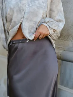 Neo Noir Innell Heavy Sateen Skirt Warm grey New