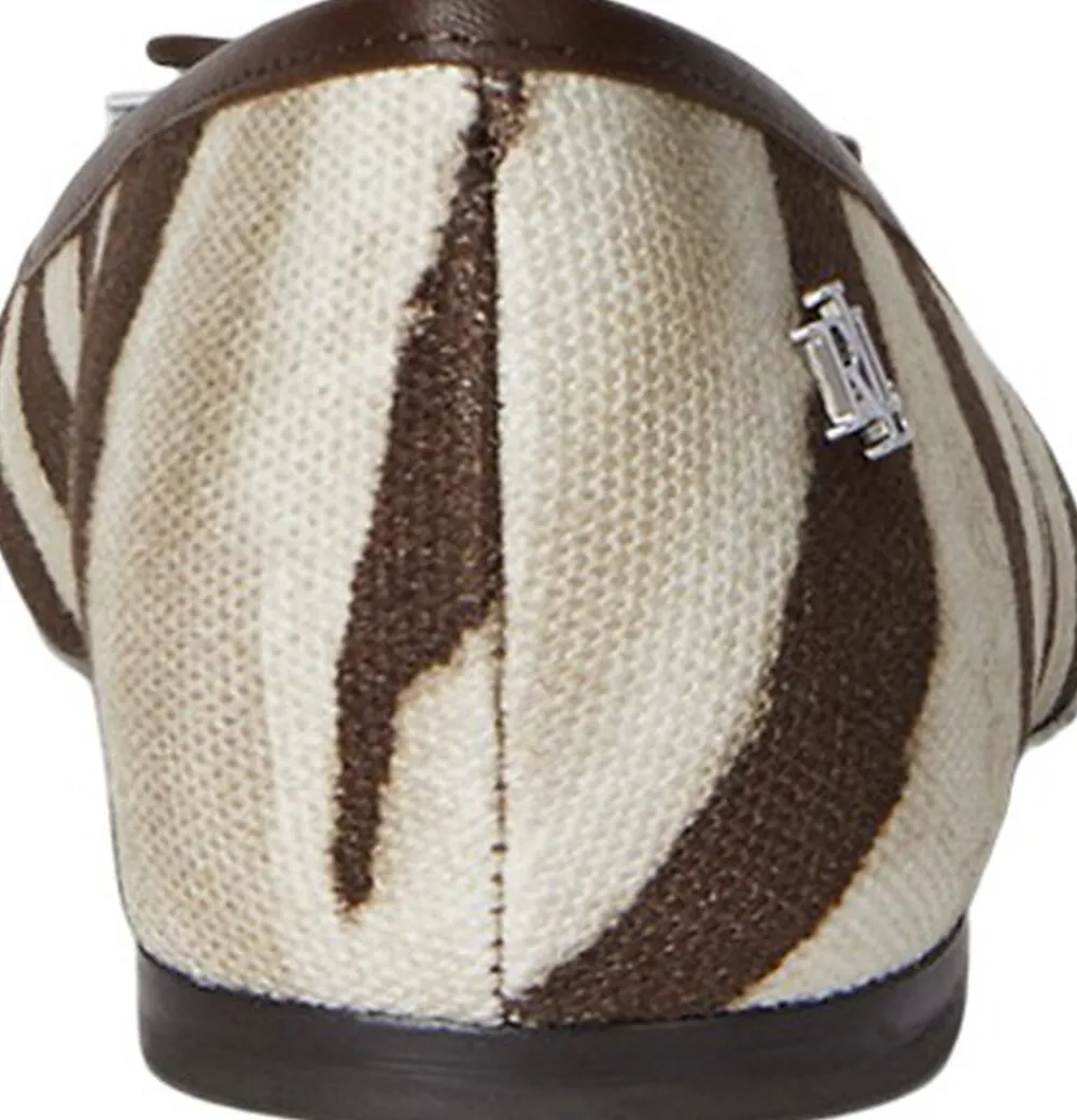 Dame Lauren Ralph Lauren Jayna Zebra-Print Canvas Flat