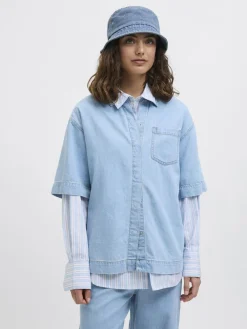 JJXX JXFRIDA WASHED DENIM BUCKET HAT ACC Light blue denim/w. wash Outlet
