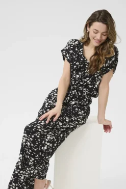 Kaffe KAbeathe Jumpsuit Black / chalk graphic Outlet