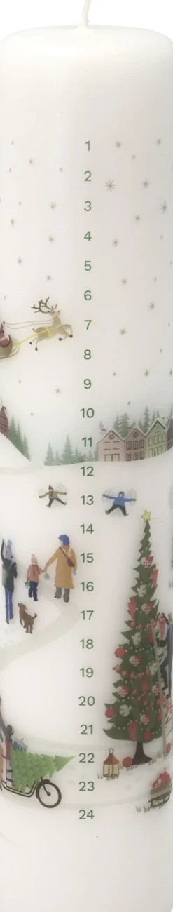 Bastian Kalenderlys Vinter 5 x 25 cm Hvid Paraffin Online