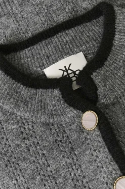 Karen by Simonsen KBEbbie Contrast Cardigan Opal gray melange